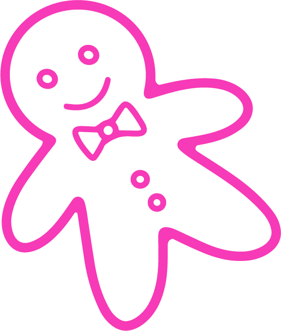 Pinker Lebkuchenmann-Symbol auf der Christmas Avenue