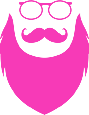 Weihnachtsmann-Symbol Pinke Bart- und Brillengrafik als Symbol für den Weihnachtsmann auf der Christmas Avenue